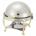 Winco 308A Vintage 6 Qt. Stainless Steel Round Chafer with Gold Accents