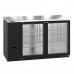 Hoshizaki BB59-G 59 Black Vinyl Back Bar Cooler with 2 Locking Swinging Glass Doors - 18 Cu. Ft.