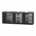 Hoshizaki BB95-G 95 Black Vinyl Back Bar Cooler with 3 Locking Swinging Glass Doors - 33 Cu. Ft.