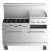 Wowcook CR60-24RG-LP Liquid Propane 60 Commercial Range, 6 Burners, 24 Raised Griddle & Broiler - 278,000 BTU