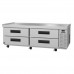 Hoshizaki CR72A 72 Steelheart Series Two-Section Refrigerated Low-Profile Chef Base Prep Table with 4 Stainless Drawers