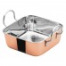 Winco DDSB-201C Copper Plated Steel 4-1/2 x 4-1/2 Mini Roasting Pan Serving Dish with 2 Handles