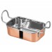 Winco DDSB-204C Copper Plated Steel 5-3/4 x 3-3/4 Mini Roasting Pan Serving Dish with 2 Handles