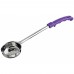 Winco FPP-6P 6 oz. Allergen Free Purple Handle One-Piece Perforated Portion Spoon / Spoodle