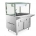 WowPrep 32 Two Pan Sealed Well Gas Hot Food Steam Table with Lighted Sneeze Guard and Sliding Doors