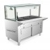 WowPrep 48 Three Well Gas Hot Food Steam Table with Lighted Sneeze Guard and Sliding Doors