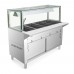 WowPrep 60 Four Pan Sealed Well Gas Hot Food Steam Table with Lighted Sneeze Guard and Sliding Doors