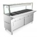 WowPrep 74 Five Pan Sealed Well Gas Hot Food Steam Table with Lighted Sneeze Guard and Sliding Doors