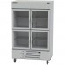 Beverage-Air HBR49HC-1-HG 2 Section Glass Half Door Bottom-Mounted Reach-In Refrigerator with LED Lighting - 49 Cu. Ft.