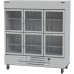 Beverage Air HBR72HC-1-HG 75" Three Section Reach In Refrigerator, 6 Left/Right Hinge Glass Doors