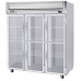 Beverage-Air HFS3HC-1HG 3 Section Glass Half Door Reach-In Freezer - 74 Cu. Ft., Stainless Steel Front, Gray Exterior, Stainless Steel Interior