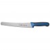 Winco KSTK-102 Sof-Tek 10 High Carbon Steel Wide Bread / Pastry Knife with Blue Handle