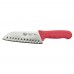 Winco KWP-70R Stal 7 Santoku Knife with Red Handle