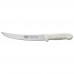 Winco KWP-82 Stal Stamped 8 Breaking Knife with High Carbon German Steel Blade and White Polypropylene Handle