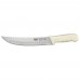Winco KWP-93 Stal 9-1/2 Hollow Ground Cimeter Knife with White Polypropylene Handle