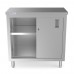 WowPrep PC-1836 18D x 36L  Stainless Steel Enclosed Base Work Table with Sliding Doors and Adjustable Shelf