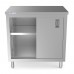 WowPrep PC-2436 24D x 36L  Stainless Steel Enclosed Base Work Table with Sliding Doors and Adjustable Shelf