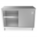 WowPrep PC-2448 24D x 48L  Stainless Steel Enclosed Base Work Table with Sliding Doors and Adjustable Shelf