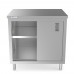 WowPrep PC-3036 30D x 36L  Stainless Steel Enclosed Base Work Table with Sliding Doors and Adjustable Shelf