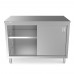 WowPrep PC-3048 30D x 48L  Stainless Steel Enclosed Base Work Table with Sliding Doors and Adjustable Shelf