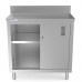 WowPrep PCB-1836 18D x 36L  Stainless Steel Enclosed Base Work Table with Sliding Doors and 5 Backsplash