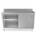 WowPrep PCB-1860 18D x 60L  Stainless Steel Enclosed Base Work Table with Sliding Doors and 5 Backsplash