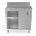 WowPrep 24D x 36L  Stainless Steel Enclosed Base Work Table with Sliding Doors and 5 Backsplash