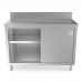 WowPrep 24D x 48L  Stainless Steel Enclosed Base Work Table with Sliding Doors and 5 Backsplash