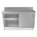 WowPrep 24D x 60L  Stainless Steel Enclosed Base Work Table with Sliding Doors and 5 Backsplash