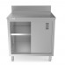 WowPrep 30D x 36L  Stainless Steel Enclosed Base Work Table with Sliding Doors and 5 Backsplash