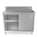 WowPrep 30D x 48L  Stainless Steel Enclosed Base Work Table with Sliding Doors and 5 Backsplash