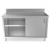 WowPrep 30D x 60L  Stainless Steel Enclosed Base Work Table with Sliding Doors and 5 Backsplash