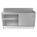 WowPrep 30D x 72L  Stainless Steel Enclosed Base Work Table with Sliding Doors and 5 Backsplash