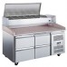 Wowcooler PDR-60-4D-SS 60 Refrigerated Pizza Prep with Marble Top, Four Drawers and Refrigerated Stainless Topping Rail