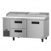 Hoshizaki PR67A-D2 67 Steelheart Series Two-Section Pizza Prep Table with Door & 2 Drawers - 20 Cu. Ft.