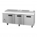 Hoshizaki PR93A 93 Steelheart Series Three-Section Pizza Prep Table with 3 Stainless Doors - 30 Cu. Ft.