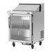 Turbo Air PST-28-G-N-L Pro Series 27 Left Hinge Glass Door Sandwich/Salad Prep Table with 8-Pan Top - 7 Cu. Ft.