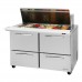 Turbo Air PST-48-18-D4-N Pro Series 48 Four Drawer Mega Top Prep Table w/ 18-Pan Top - 15 Cu. Ft.