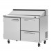 Turbo Air PST-48-D2L-N Pro Series 48 Left-Hinged Door & 2 Right Drawer Sandwich/Salad Prep Table w/ 12-Pan Top - 12 Cu. Ft.