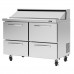Turbo Air PST-48-D4-N Pro Series 48 Four Drawer Sandwich/Salad Prep Table with 12-Pan Top - 12 Cu. Ft.