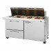 Turbo Air PST-60-24-D2R-N Pro Series 60 Right-Hinged Door & 2 Left Drawer Mega Top Prep Table w/ 24-Pan Top - 17 Cu. Ft.