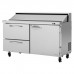 Turbo Air PST-60-D2R-N Pro Series 60 Right-Hinged Door & 2 Left Drawer Sandwich/Salad Prep Table w/ 16-Pan Top - 16 Cu. Ft.