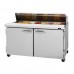 Turbo Air PST-60-N Pro Series 60 Two Solid Door Sandwich/Salad Prep Table with 16-Pan Top - 16 Cu. Ft.