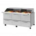 Turbo Air PST-72-30-D6-N-SL Pro Series 72 Slide Lid Six Drawer Mega Top Prep Table w/ 30-Pan Top - 23 Cu. Ft.