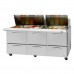 Turbo Air PST-72-30-D6-N Pro Series 72 Six Drawer Mega Top Prep Table w/ 30-Pan Top - 23 Cu. Ft.