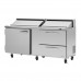 Turbo Air PST-72-D2R-N Pro Series 72 Right-Hinged Door & 2 Left Drawer Sandwich/Salad Prep Table w/ 18-Pan Top - 19 Cu. Ft.