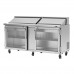 Turbo Air PST-72-G-N Pro Series 72 Two Glass Door Sandwich/Salad Prep Table with 18-Pan Top - 19 Cu. Ft.