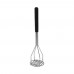 Winco PTMP-18R Chrome Plated 18 Round Faced Potato Masher with Soft Grip Handle