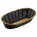 Winco PWBK-9B 3-7/8 x 8-3/4 Oval Black/Gold Polypropylene Woven Basket