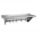 WowPrep PWS-1460-PR 14D x 60L Stainless Steel Wall-Mount Shelf with Pot Rack